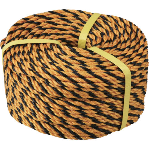 緑十字　トラロープ（標識ロープ）　黄／黒　ＴＲ－９　９ｍｍΦ×１００ｍ　ポリエチレン＿