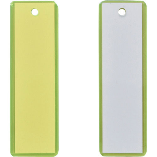 緑十字　吊り下げ名札（掛名札）　蛍光黄／クリア（白）　掛名札－９０　９０×２８ｍｍ　台紙付＿
