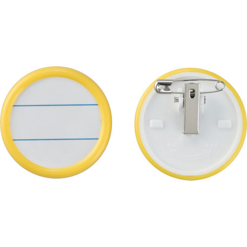 緑十字　丸型名札　黄　丸名札－５００Ｙ　５０ｍｍΦ（表示スペース４０ｍｍΦ）　両用クリップ付＿