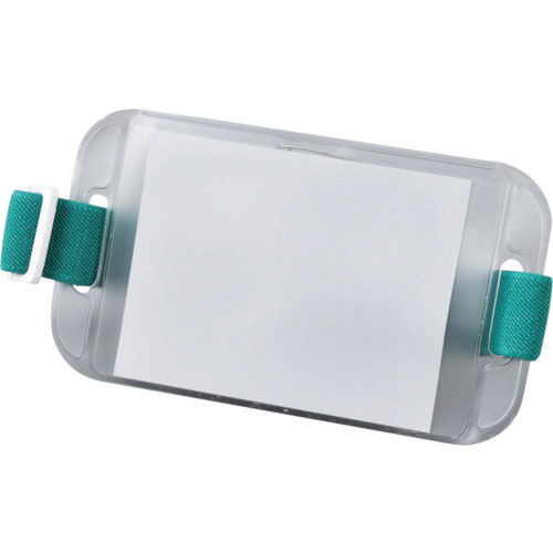 緑十字　差し込み式腕章　本体：クリア　ゴムバンド：緑　ＮＦ－７１９－ＷＧ　８６×１５０ｍｍ　中紙付＿