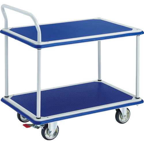 ＴＲＵＳＣＯ　プレス製運搬車　台車　ドンキーカート　２段式片袖タイプ９１５×６１５　ストッパー付＿