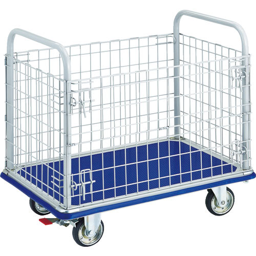 ＴＲＵＳＣＯ　プレス製台車　ドンキーカート　金網付　９１５×６１５　ストッパー付＿