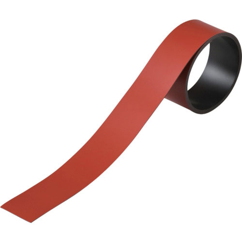 緑十字　テープ状カラーマグネット　赤　マグネ３０Ｒ　３０ｍｍ幅×１ｍ×０．８ｍｍ　片面磁力＿