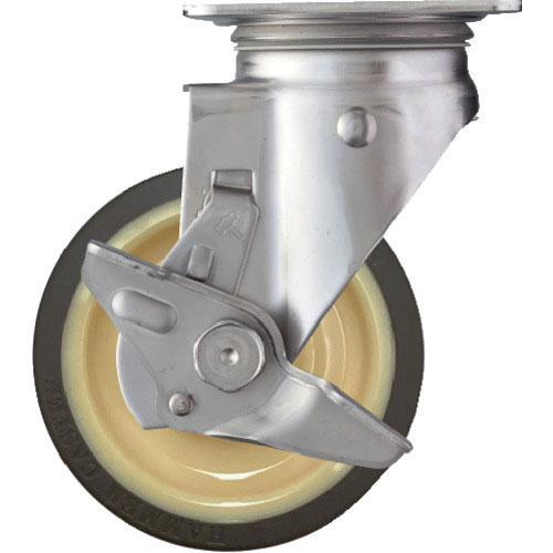 ハンマー　Ｓシリーズオールステンレス　旋回式ウレタン車輪（ローラーベアリング）１２５ｍｍ　ストッパー＿