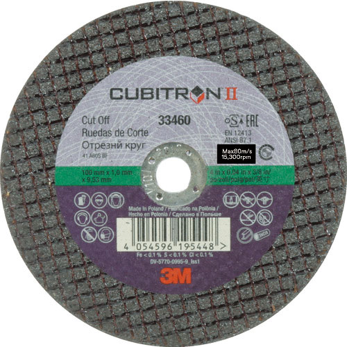 ３Ｍ　キュービトロン２　切断砥石　３３４６０　外径１００ｍｍ　穴径９．５３ｍｍ＿