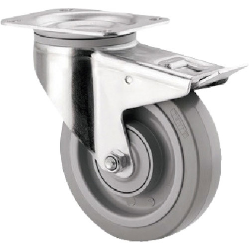 テンテキャスター　プレート式キャスター“ＡＬＰＨＡ”（タイヤ痕レスタイプ）　φ１００　自在式（トータ＿