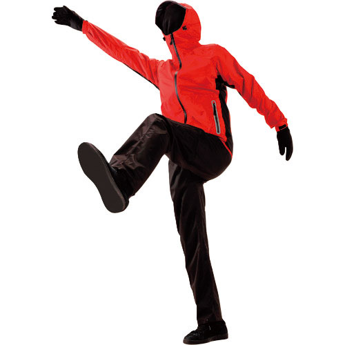 川西　ストレッチレインスーツ　レッド　Ｌサイズ＿