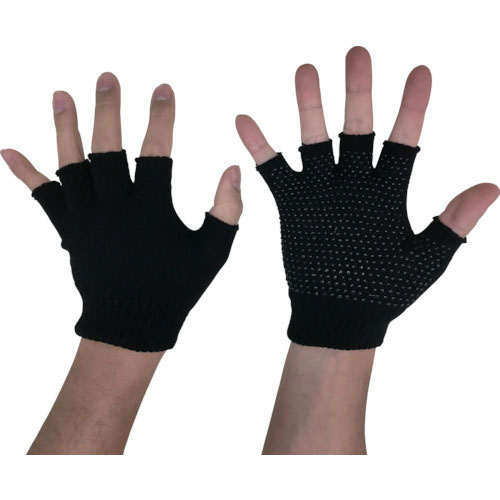 勝星　のびのびマジック手袋指切（ボツ付）　黒＿