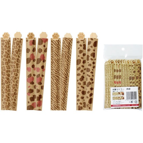 大黒　木製マドラー　肉球　袋入　４８本アソート＿