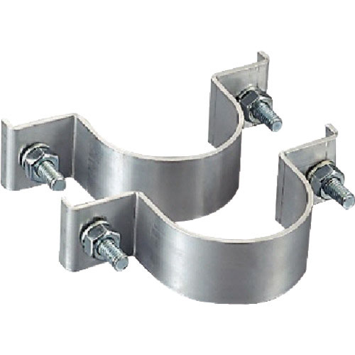 ユニット　標識取付バンド平リブ用２ヶ組　アルミ　７６．３Ф用＿