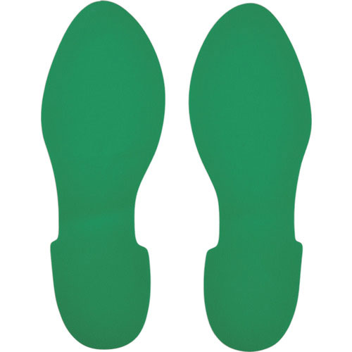 緑十字　路面表示ステッカー　足型／緑　ＱＣＦＴ－Ｇ　２８０×１００ｍｍ　左右各１枚／計２枚組＿