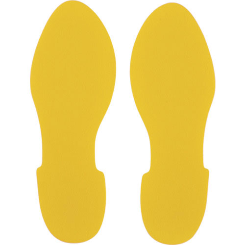 緑十字　路面表示ステッカー　足型／黄　ＱＣＦＴ－Ｙ　２８０×１００ｍｍ　左右各１枚／計２枚組＿