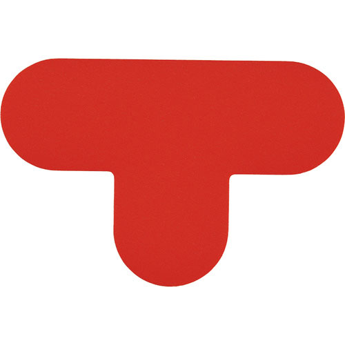 緑十字　路面表示ステッカー　Ｔ型　赤　ＱＣＴ－Ｒ　１００×１５０ｍｍ　１０枚組　ＰＶＣ＿