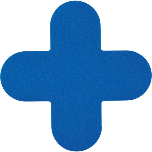 緑十字　路面表示ステッカー　十字型　青　ＱＣＣ－ＢＬ　１５０×１５０ｍｍ　１０枚組　ＰＶＣ＿