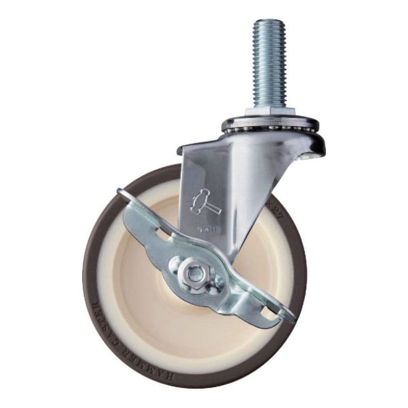 ハンマー　ねじ込み旋回式ウレタン車輪（ナイロンホイール・ベアリング）１００ｍｍ　ストッパー付＿