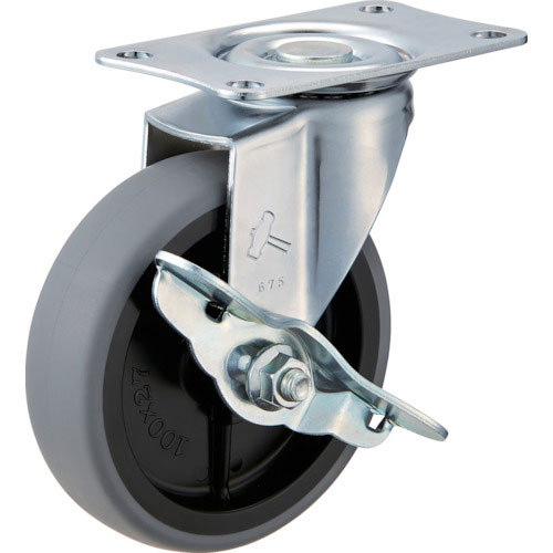 ハンマー　Ｅシリーズ旋回式エラストマー車輪（ＰＰホイール）１００ｍｍ　ストッパー付＿