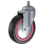 ハンマー　ねじ込み旋回式ゴム車輪（ナイロンホイール・ボールベアリング）１２５ｍｍ　Ｍ１２＿