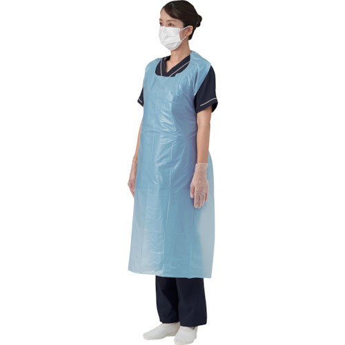 竹虎　ビニールエプロンＰ　ブルー　５０枚入＿