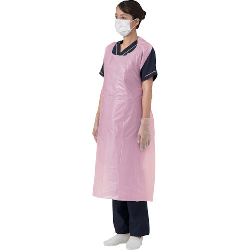 竹虎　ビニールエプロンＰ　ピンク　５０枚入＿