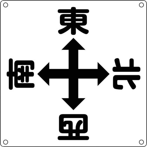 緑十字　クレーン関係標識　東西南北　クレーンＡ　６００×６００ｍｍ　スチール＿