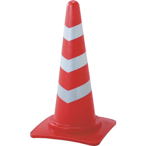 緑十字　カラーコーン　赤／白反射シート　ＳＲＣ－１　高さ：７００ｍｍ　ベース：３８５ｍｍ角　反射タイ＿