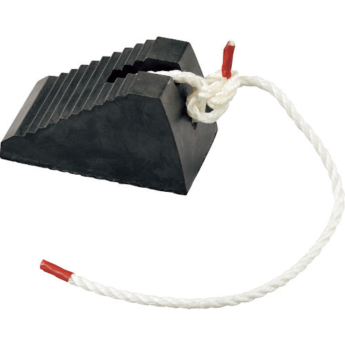 緑十字　タイヤストッパー（輪止め）　乗用車用（２ｔ車迄）　黒　タイヤストッパー４　ロープ０．９５ｍ付＿