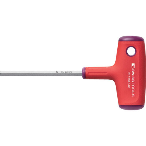 ＰＢスイスツールズ　クロスハンドル六角棒ドライバー　対辺寸法５　全長８０＿