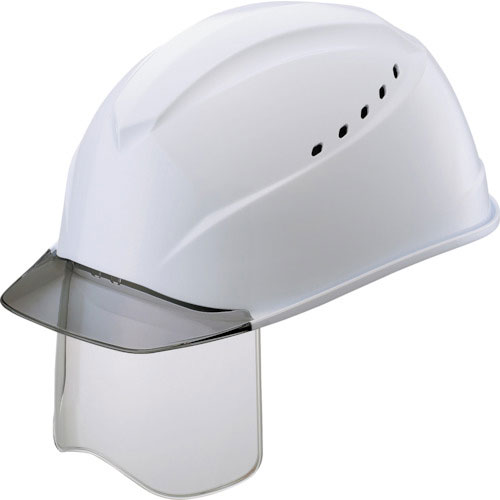 タニザワ　エアライトＳ搭載ヘルメット（グレー透明ひさし・溝・通気孔・シールド付）　白色＿