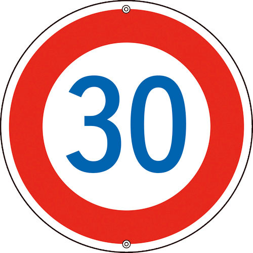 緑十字　道路標識・構内用　制限速度３０キロ　道路３２３－３０Ｋ　６００ｍｍΦ　スチール＿