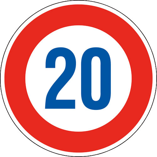 緑十字　道路標識（構内用）　制限速度２０キロ　道路３２３－２０Ｋ（ＡＬ）　６００ｍｍΦ　反射タイプ　＿