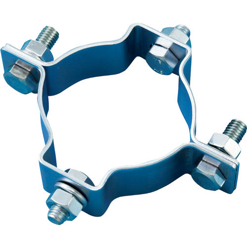 緑十字　ポール用標識取付金具（両面表示用）　金具６０Ｗ　適合径：６０．５ｍｍΦ　スチール製＿