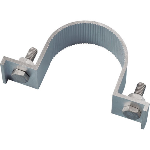 緑十字　平リブ用取付金具　丸型ポール／片面表示用　金具７６３Ｕ－Ｓ　適合ポール径：７６．３ｍｍΦ　ア＿