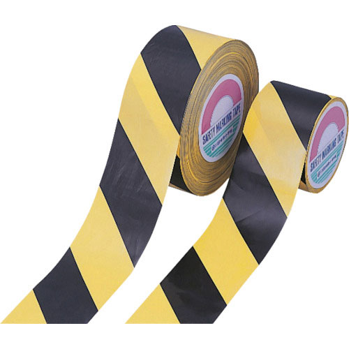 緑十字　バリケードテープ（標識テープ）　黄／黒　ＢＴ－７５５　７５ｍｍ幅×５０ｍ　非粘着＿