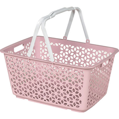 ヒマラヤ化学　１５５９　ハンドル積み重ねバスケット　ピンク　５１３×３５５×２６０＿