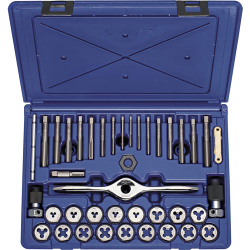 ＩＲＷＩＮ　ねじ山修正工具　ＰＴＳタップダイスセット（メートルネジ、ＢＳＰ）　４０ｐｃｓ＿