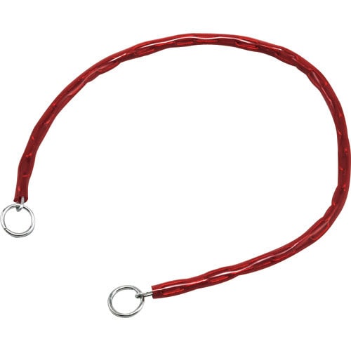 緑十字　チェーンロック（錠別売タイプ）　赤　チェイン－８０Ｒ　長さ８００ｍｍ　両端リング付＿