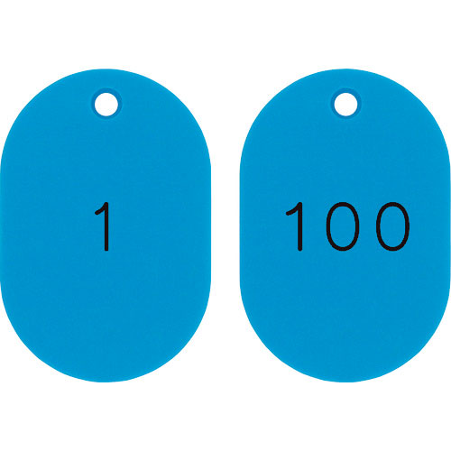 緑十字　小判型番号札　１～１００／連番号入　スカイブルー　小判札４５３－ＳＢ（１～１００）　４５×３＿