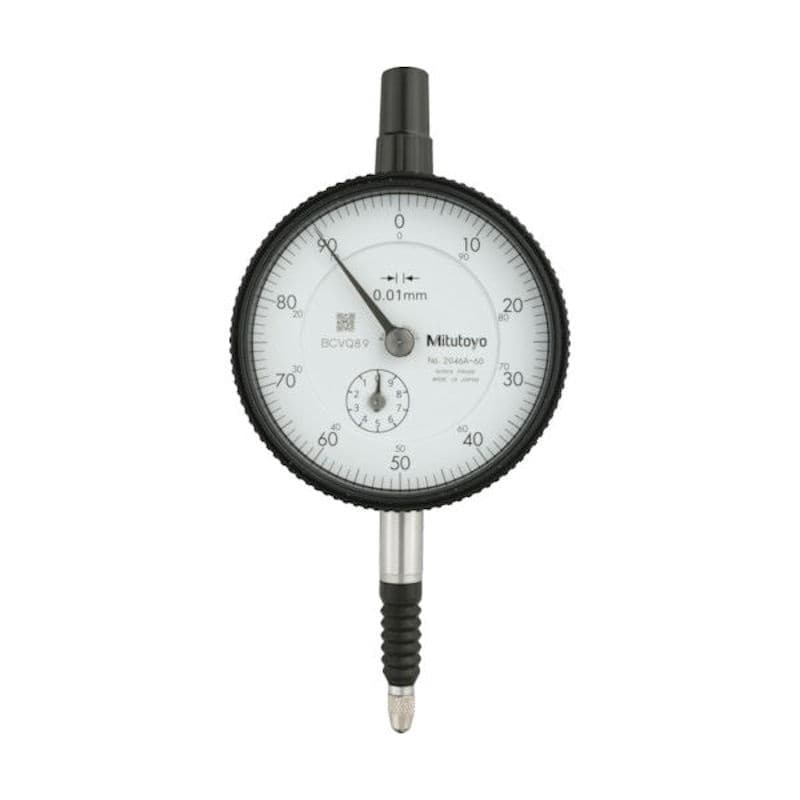 ミツトヨ　標準形ダイヤルゲージ（耳金付裏ぶた・防水タイプ）　測定範囲０～１０ｍｍ　最小表示０．０１ｍ＿