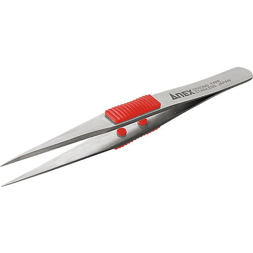 アネックス　ラバーグリップ付ステンレスピンセット強力型１２０ｍｍ＿