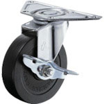 ハンマー　プレート式コーナーキャスター　旋回式ゴム車輪　１００ｍｍ　ストッパー付＿