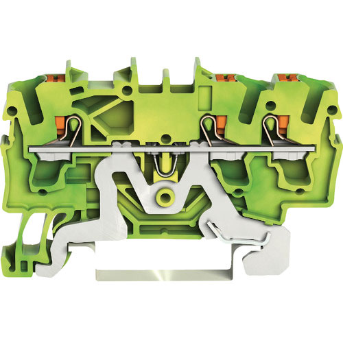 ＷＡＧＯ　プッシュボタン操作タイプ　スプリング式アース端子台２２０２シリーズ３線式用＿