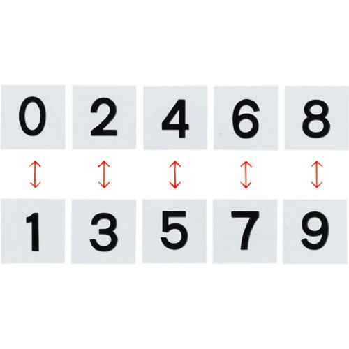 緑十字　差し込み式数字札（両面連番セット）　０～９　５枚組　ＫＳ－Ｄ札（２）黒　５０×５０ｍｍ＿
