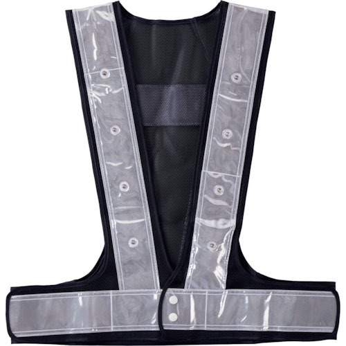 緑十字　ＬＥＤ内蔵ベスト　紺メッシュ地／白反射／ＬＥＤ発色赤　ＬＥＤベスト－７０ＫＷ（紺／白／赤）　＿