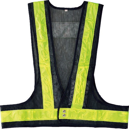 緑十字　ＬＥＤ安全ベスト　紺メッシュ地／黄ＬＥＤ／蛍光黄反射　ＬＥＤベスト－ＫＹ－Ｙ　フリーサイズ＿