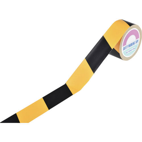 緑十字　トラ柄テープ（手で切れるタイプ）　黄／黒　ＴＲ２－Ｂ　６０ｍｍ幅×２５ｍ　スフ布製＿