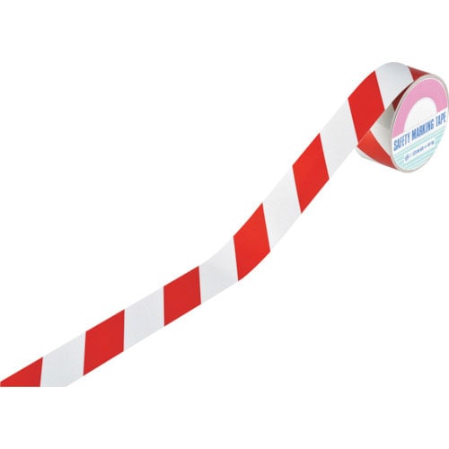 緑十字　ストライプ柄テープ（反射タイプ）　赤／白　ＴＲ３－Ｈ　４５ｍｍ幅×１０ｍ　屋内用＿