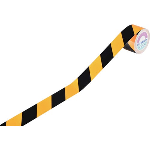 緑十字　トラ柄テープ　蛍光オレンジ／黒　ＴＲ４－Ｂ　４５ｍｍ幅×１０ｍ　屋内用＿