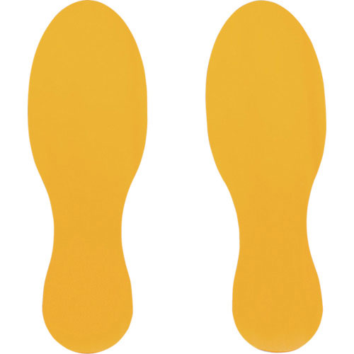 緑十字　路面用足型ステッカー（ラインプロ）　黄　ＬＰ－Ｆ－Ｙ　２１０×７０ｍｍ　２枚組＿