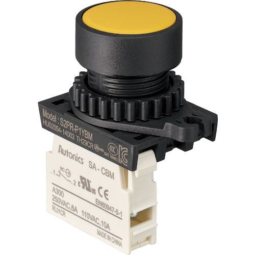 ＴＲＵＳＣＯ　押しボタンスイッチ　Φ２５　１ｂ　黄＿