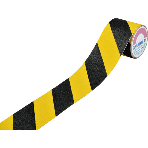 緑十字　滑り止めトラ柄テープ　黄／黒　ＡＳＳ－１０５ＮＴＲ　１００ｍｍ幅×５ｍ　塩ビ＋鉱物粒子　屋内＿